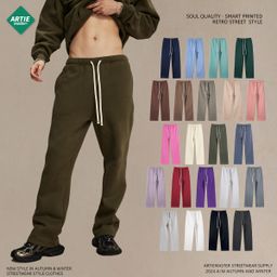thumbnail for 2026 Fall/Winter New 350g Thick Straight Fleece Solid Color Men's Pants Loose Athleisure Pants Men's