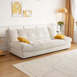 thumbnail for Cloud folding sofa bed, cream style, modern simple living room, small apartment, rental room, integrated fabric sofa