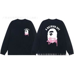 thumbnail for 2025 Japanese Trendy Brand Spring and Autumn New Bape Ape Head Print Simple Versatile Unisex Pure Cotton Long Sleeve