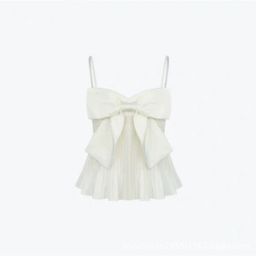 thumbnail for 26 Summer New Women's Rhinestone 3D Bow Pleated Sweet Camisole Vest