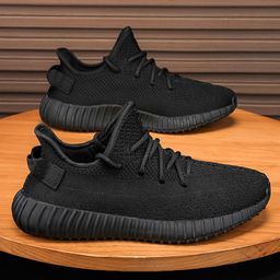 thumbnail for Tênis de malha plus size preto 350 coco para homens e mulheres, casais, estudantes, sola macia, respirável, casual, esportivo.