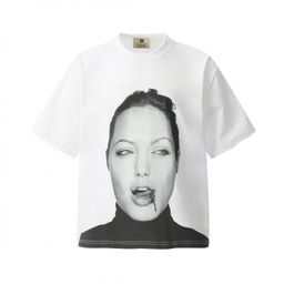 thumbnail for Cross-border Vintage Funny Printed Short-sleeved BIG FACE Small Collar High Street Heavy-duty Washed T-shirt