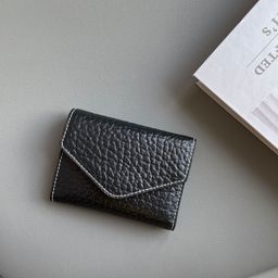 thumbnail for ins Niche Style Neutral Men's and Women's Three-fold Card Bag Wallet Flip Multi-functional Personalized Full Cowhide Coin Purse Short Clip