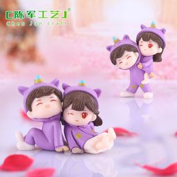 thumbnail for New unicorn pajamas couple micro landscape gardening DIY decorative accessories Unicorn pajamas couple ornaments
