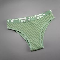 thumbnail for New V-shaped Women&#039;s Cotton Threaded Briefs European and American Solid Color Mid-waist Hip Breathable Double-layer Girls&#039; Underwear