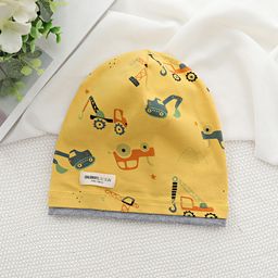 thumbnail for Gorro holgado de una sola capa con bloques de color para niños, gorro tipo jersey para bebés a prueba de viento para primavera y otoño, gorro estampado para niños y niñas, novedad de 2025.