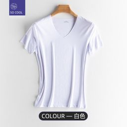 thumbnail for Spring and summer casual short-sleeved T-shirt Men's Fitness sports casual shirt men's underwear outer wear slim thin