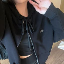 thumbnail for American autumn and winter heavy letter A alo raised casual hooded sweatshirt for men and women