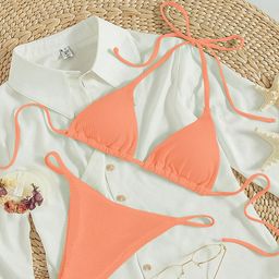 thumbnail for Amazon Lace-Up Bikini Swimsuit for Women 2026 New European and American Sexy Beach Bikini Hot Spring Swimwear