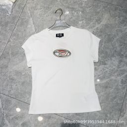 thumbnail for 25 Summer New Niche Design American Hot Girl Chest Letter D Hollow Slim-fit Short-sleeved T-shirt