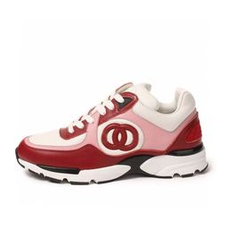 thumbnail for Unisex small fragrance cowhide lace-up color-blocked panda round toe thick-soled heightened dad shoes jogging casual and versatile