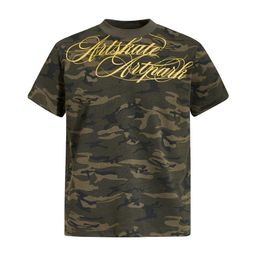 thumbnail for 3676 American vintage androgynous high-end camouflage hip-hop park design men's high street small fit short-sleeve T-shirt