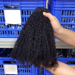 thumbnail for real hair wig hair curtain afro curly 4c double drawn human hair bundles