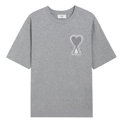 thumbnail for ami clams cotton embroidery love heart short sleeve unisex summer new basic T-shirt base half sleeve tide