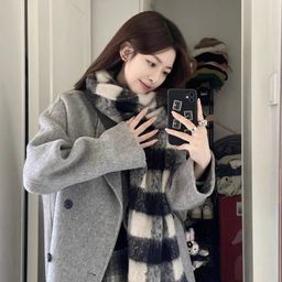 thumbnail for Double-sided Wool Coat Mid-length H-style Long Wool Thickened Collar Profile Plain Color Cashmere Jacket