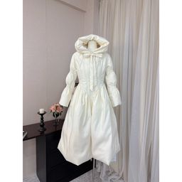 thumbnail for 实拍LaceMad 黑白战士 过冬 法式设计感收腰长款白色棉衣大摆外套