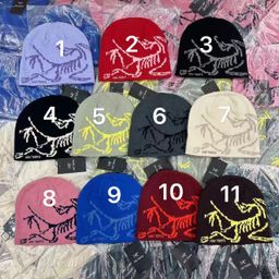 thumbnail for 无檐针织冷帽刺绣字母潮牌春秋保暖毛线帽鸟图案套头大鸟针织帽