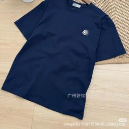 thumbnail for Cross-border original standard Mengkou short-sleeved women's T-shirt foreign trade pure cotton casual embroidery crew neck men's sweatshirt white matching base shirt trend