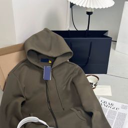 thumbnail for 25 Autumn and Winter New Hooded Drawstring Sweater Jacket Embroidered Zipper Cardigan Men's and Women's Sports Leisure Couple Clothes