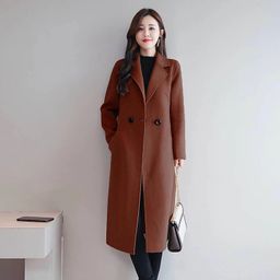 thumbnail for Casacos de lã femininos de comprimento médio 2020 primavera e outono nova moda redutora de idade casacos de lã jaqueta de boa qualidade