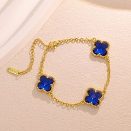 thumbnail for Japan and South Korea small fresh crystal four-leaf flower bracelet women's stainless steel beaded hand jewelry ins style bracelet cross-border spot