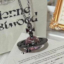 thumbnail for Xijia Saturn high version large medium orb Saturn full series necklace women's 10MM bead logo buckle clavicle chain