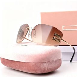 thumbnail for Miao family Zhang Yuanying's same sunglasses high-end curved lenses rimless sunglasses beauty personalized sunscreen MU54YS