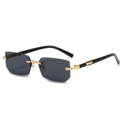 thumbnail for New Cross-Border European and American Business Style Men&#039s Glasses High-End Diamond-Cut Rimless Sunglasses Square Sunglasses