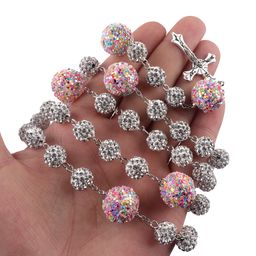 thumbnail for Colar longo feminino europeu e americano, rosário, colar de seis camadas, incrustado de diamantes, cerâmica macia de alta qualidade, corrente de bola de diamante, atacado