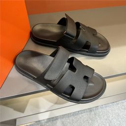 thumbnail for Summer Slippers for Men, Genuine Leather, Soft Sole, Non-Slip Fashion Shoes, European Style, Accessible Luxury, Velcro, Casual H Slippers