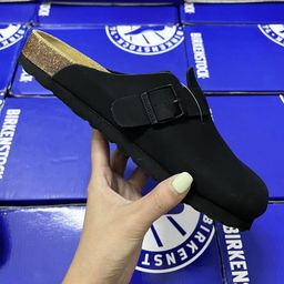 thumbnail for Sapatos Birkenstock de couro genuíno chinelos de sola grossa para mulheres 2025 novo uso externo casal casual Baotou Birkenstock meia-sapatilha retro sapatos femininos.