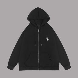 thumbnail for High-End Casual Hooded Cardigan with Pony Logo, Loose Fit, Fashionable Print, Large Size, Youth Style, with Zipper, Suitable for Autumn and Winter