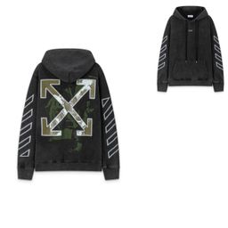 thumbnail for [Autumn and Winter New Cross-Border Export Off Sweatshirt Ow] Trendy Brand Classic 3 Retro Washed Hooded Pullover Long-Sleeved Velvet