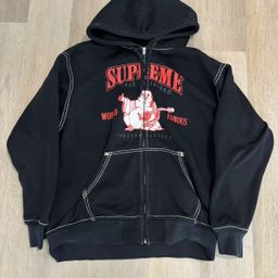 thumbnail for Cross-border 2025 zipper sweater ruffian handsome net red hooded cardigan letters TRUE RELIGION new top