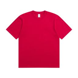 thumbnail for Summer 230g cotton T-shirt men's solid color crew neck short sleeve heavy casual combed cotton men's and women's front shoulder shirt