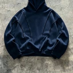 thumbnail for 2026 Fall/Winter Fleece Stitched Hoodie Men's Sweatshirt Vintage Deconstructivist Street Style Sweatshirt