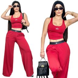 thumbnail for DD0177 European and American women's clothing cross-border new versatile fashion casual two-piece vest top embroidered wide-leg suit