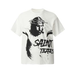 thumbnail for BIGTHING High Street Fashion Brand saint michael Movie Characters Printed Short-sleeved Retro vintageT T-shirt