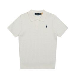 thumbnail for Scannable Rl Laff Pony Logo Embroidered Polo Short Sleeve Sweater Small Twist Lapel Casual T-Shirt Top for Women