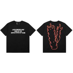 thumbnail for 2025 Spring and Summer New V@Lone Flame Letter Pattern Round Neck Pullover Short Sleeve Unisex One Piece Wholesale
