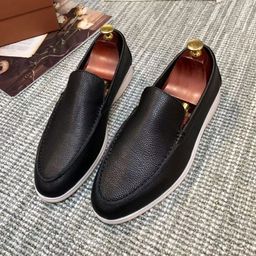 thumbnail for Leather loafers men's slip-on British single shoes comfortable slip-on flat couple shoes foreign trade original single