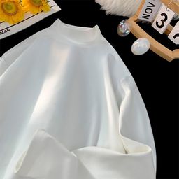 thumbnail for Derong Half Turtleneck Bottoming Shirt Men's Double-Sided Velvet Suit Inner Top Autumn and Winter Slim Warm Long-Sleeved T-Shirt Men's Clothing