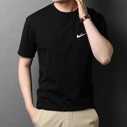 thumbnail for Marca roupas masculinas atacado verão de manga curta casal camisetas para homens e mulheres em torno do pescoço 200g algodão pesado cor pura camiseta esportes topos