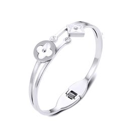 thumbnail for Cross-border wholesale European and American women's high-end hand ornaments do not fade jewelry women's electroplating gold presbyopia titanium steel bracelets