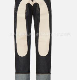 thumbnail for Street hip hop print jeans men's spring and autumn 2024 new american retro washed straight pants cross-border new style