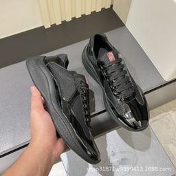 thumbnail for European cowhide foreign trade high-end new fashion splicing casual board shoes breathable lace-up Guangzhou men's shoes genuine leather trendy shoes