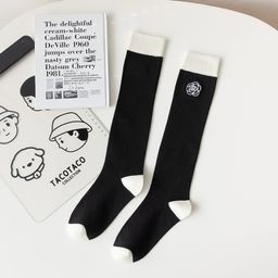 thumbnail for Spring new embroidered camellia JK style knee-length calf sweet socks cute socks women black and white autumn students