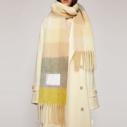 thumbnail for Bufanda de mujer invierno AC de doble cara Arco Iris chal a cuadros larga Piel de caballo de mar color a juego bufanda de los hombres mismo estilo borla