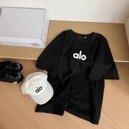 thumbnail for alo high quality spring and summer new letter print short sleeve T-shirt women's loose design sense niche fashion women's clothing trend