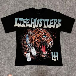 thumbnail for Life Hustlers Street Style Rhinestone Pattern Unisex Letter Vintage Short-Sleeve T-Shirt